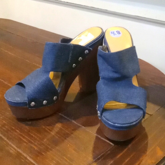 Denim retro chunky heels - Picture 1 of 3